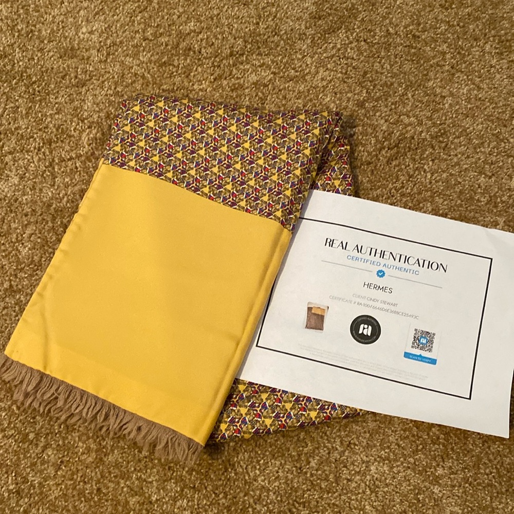 Hermes reversible cashmere scarf. With COA